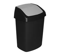 Curver 25 Litre Swing-Top Garbage Can, Black/Grey, 35 x 25 x 10 cm