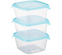 Curver 3 x 1.2 Litre Fresh&Go Storage Jar-Set, Transparent/Ocean Blue, 35 x 25 x 10 cm