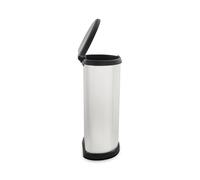 Curver 40 L Metal Effect Plastic One Touch Deco Bin, Silver