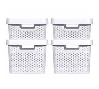 Curver 4x Storage Box Set with Lid 11L+17L White Drawers Chests of Towers