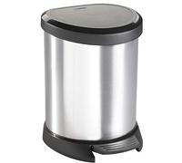CURVER 5 Litre Metal Effect Plastic Pedal Touch Deco Bin, Silver, One Size