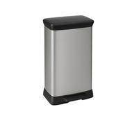 Curver 50 L Kitchen Pedal Deco Bin, 50 Litres, Matt Silver, Waste Disposal For Home, Office & Recycling