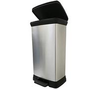 Curver 50L Metal Effect Pedal Deco Bin - Silver