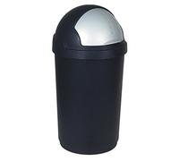 Curver 50 Litre Roll-Top Garbage Can, Black/Silver, 35 x 25 x 10 cm