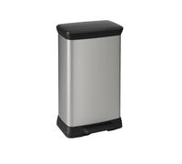 CURVER 50L Kitchen Pedal Deco Bin, 50 Litres, Matt Silver, Waste Disposal for Kitchen, Home, Office & Recycling
