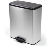 Curver 65 Litre Deco Pedal Recycling Bin - Silver