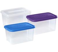 Curver Allibert 195724 Handy Box Storage Box with Lid, Polypropylene, 56 x 39.6 x 43 cm, Transparent, Pack of 3