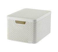 Curver Aspect Rotin Style 205839 Storage with Second-Generation Lid Polypropylene, Off-White, Large