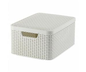 Curver Aspect Rotin Style 205839 Storage with Second-Generation Lid Polypropylene, Off-White, Medium