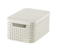 Curver Aspect Rotin Style 205839 Storage with Second-Generation Lid Polypropylene, Off-White, Small