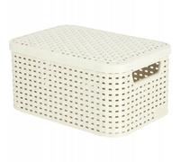 Curver Aspect Rotin Style Storage With Second-Generation Lid Polypropylene, Off-White, Small