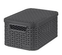 Curver - Basket with lid Rattan Style Small, Anthracite
