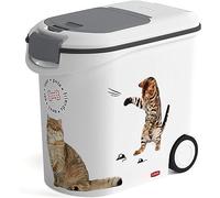 Curver Cat Food Container - 12 kg/35 L - Large Airtight Odour-Proof Storage for Cats Food - Container with Wheels and Handles for Displacement - 28 x 49 x 43 cm - White