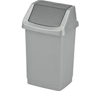 Curver Click-It Multi-Purpose Plastic Waste Bin Basket Silver (50L)