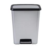 CURVER Compatta Rubbish Bin Waste Basket, with Pedal, Capacity 50l, Colour Stainless Steel