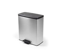 Curver Deco Large Pedal Bin Kitchen Waste Soft Close Bag Holder 65L - Metallic