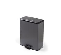 Curver Decorative Waste Bin Rectangular Duo 26 + 26 L, Charcoal Grey, 48.5 x 28.5 x 61.5 cm, 100% Recycled Material