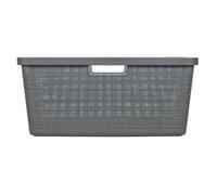 Curver Deep Shadow Jute Plastic Laundry Basket, 46L