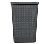 Curver Deep Shadow Jute Plastic Laundry Hamper, 58L