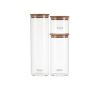 CURVER Dry Food Storage Container (3pcs) - Borosilicate Glass with Bamboo Lid - Easy Storage & Keeps Food Fresh