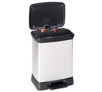 Curver Duo Pedal Bin Deco 10L+18L Silver Trash Can Waste Container Rubbish Bin