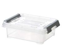 CURVER Handy Plus 1.2L Multifunctional Storage Box for Bedroom, Office, Garage, Shed, Laundry Room, Quick Closure with Handles, 21.5 x 17 x 0.8 cm, Transparent