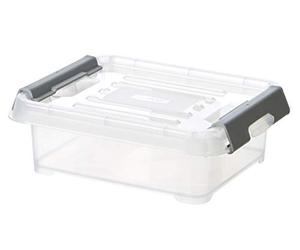 CURVER Handy Plus 1.2L Multifunctional Storage Box for Bedroom, Office, Garage, Shed, Laundry Room, Quick Closure with Handles, 21.5 x 17 x 0.8 cm, Transparent