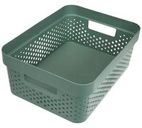 Curver Infinity 11L 100% Recycled Storage Basket - Multi-Use, Stackable and Nesting - 35.5 x 26.7 x 13.7 cm - Green