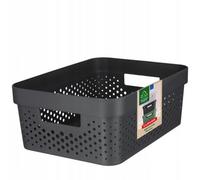 Curver Infinity 11L 100% Recycled Storage Basket - Multi-Use, Stackable, Nesting - 35.5 X 26.7 X 13.7 Cm - Grey