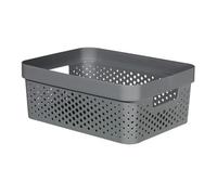 Curver Infinity 11L 100% Recycled Storage Basket - Multi-Use, Stackable, Nesting - 35.5 x 26.7 x 13.7 cm - Grey