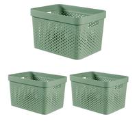 CURVER, Infinity Box 17 L, Green, 35.5 x 26.2 x 21.9 cm, Recycled Plastic (Pack of 3)