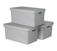 Curver Infinity Box with Lid 45 L Light Grey Set of 3