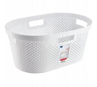 Curver Infinity Dot Pattern Clothes Basket, White, 39L, Plastic