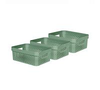Curver Infinity Dots 100% Recycled 11 Litre Storage Basket Set of 3 Green