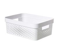 Curver Infinity Dots Matt White Plastic Medium Stackable Storage Basket (H)1.4Cm (W)2.7Cm (D)3.6Cm