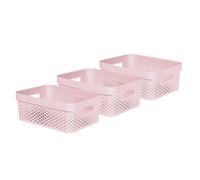 Curver Infinity Dots Set of 3 Rectangular 100% Recycled Medium Storage Baskets 11 Litres - Pink