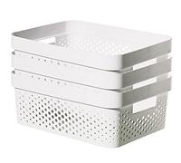 CURVER Infinity Dots Set of 3 Storage Baskets, 100% Recycled Plastic, Multi-Functional & Easy to Carry, 11 Litres, White
