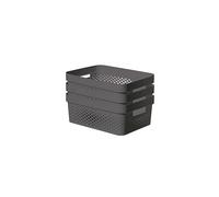 CURVER Infinity Dots Set of 3 Storage Baskets, 100% Recycled Plastic, Multi-Functional & Easy to Carry, 11 Litres, Grey