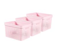 CURVER Infinity Dots Set of 3 Storage Baskets, 17L Nestable Storage Organisers with Handles, Lightweight Home Storage for Bathroom, Bedroom, Nursery & Living Room, Pink