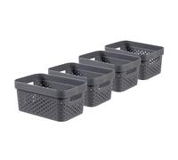 Curver Infinity Dots Set of 4 Rectangular 100% Recycled Small Storage Boxes 4.5 Litres - Grey