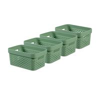 CURVER Infinity Dots Set of 4 Rectangular Storage Boxes, 100% Recycled Resin, Nestable & Multifunctional, 4.5 Litres, Green