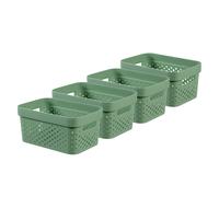 CURVER Infinity Dots Set of 4 Rectangular Storage Boxes, 100% Recycled Resin, Nestable & Multifunctional, 4.5 Litres, Green