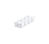 CURVER Infinity Dots Set of 4 Rectangular Storage Boxes, 100% Recycled Resin, Nestable & Multifunctional, 4.5 Litre, White
