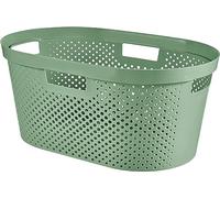CURVER | Infinity Laundry Basket, 40 L, Green, 58.5 x 38 x 26.5 cm, Recycled Plastic