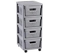 Curver Storage Trolley Infinity - 4 x 10 Litre, 4-Drawer - Grey