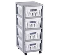 Curver Infinity 4 x 10 Litre Trolley with 4 Chest of Drawers Storage Trolley (Grey)