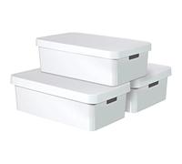 Curver Infinity Storage Box Set with Lid, Plastic, Gray, 30 Litres, Set of 3