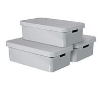 CURVER Infinity Storage Boxes with Lid, Plastic, Light Grey, 30 Litres