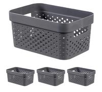 CURVER Infinity Tray 4.5 L Dots Recycled Plastic Pink Crates, anthracite grey, S (Pack of 4)
