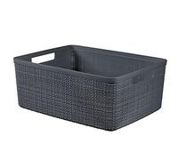 CURVER Juliet Jute Basket 100% Recycled Plastic Rectangular 12 L, Dark Grey, M